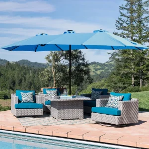 15x9ft Large Double-Sided Rectangular Outdoor Umbrella