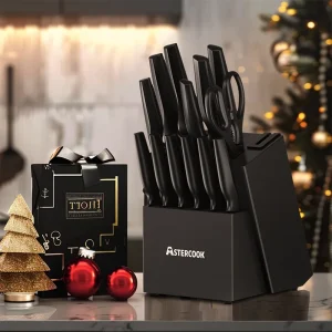 Kitchen Knife Set with Built-in Sharpener Block