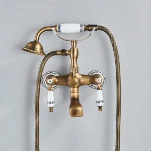 Antique Brass Bathtub Shower Faucet Set