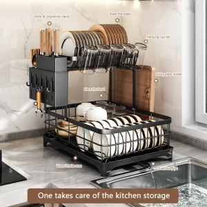 1 Or 2-Tier Space-Saving Kitchen Dish Drying Rack