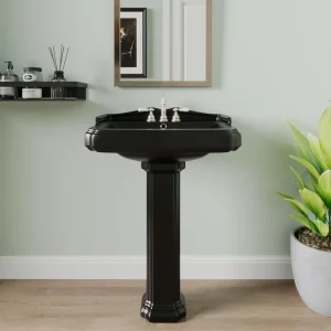 23" x 19" Inch Black Pedestal Sink Combo