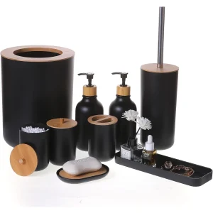 Matte black bathroom accessory set