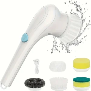 Cordless Handheld Scrubber with 5 Interchangeable Brush Heads