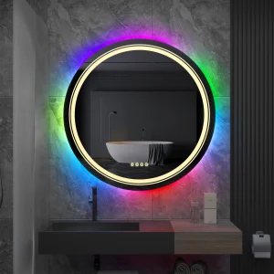 Large Round Lighted Color Changing LED Mirror