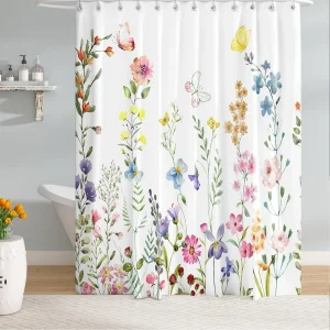 Floral Butterfly Shower Curtain