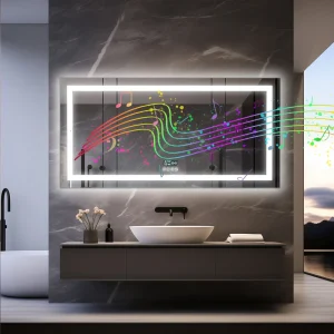 LED Lighted Mirror with Bluetooth Speaker