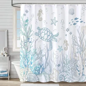 Nautical Coastal Turtle Shower Curtain