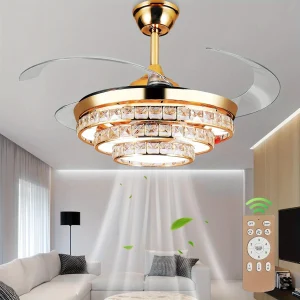 Gold Crystal Ceiling Fan with Lights