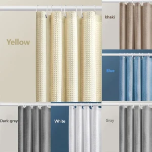 Waffle Solid Color Shower Curtain