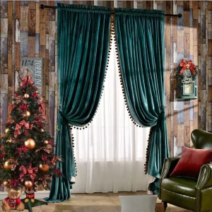 Pom Poms Velvet Blackout Curtains