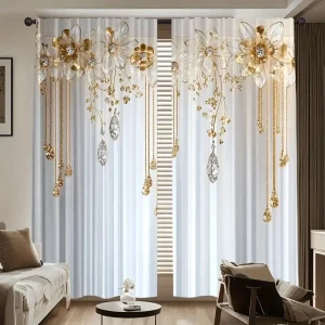 2 Pcs Polyester Light Filtering Curtains