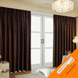 2pcs simple retro solid color curtain