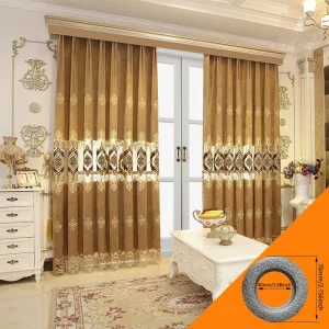 2pcs European Chenille embroidery curtain