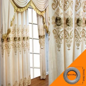 2pcs Chenille gold embroidered curtain