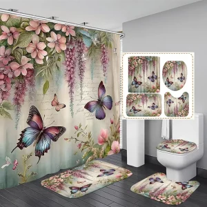 4pcs Shower Curtain Set